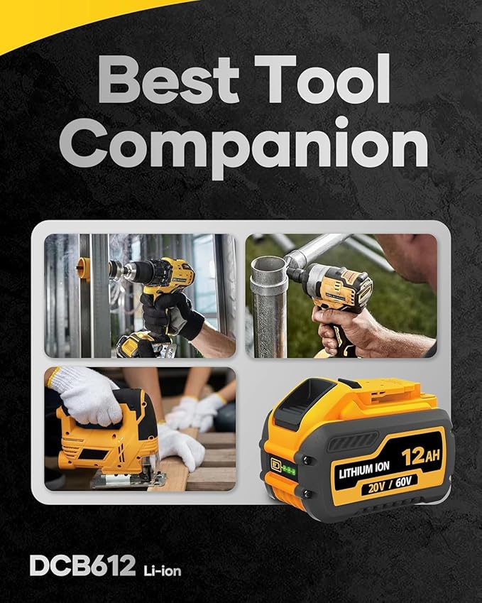 60V Battery 12ah Replacement for Dewalt Batteries 60 Volt DCB606 DCB609 DCB612 2 Pack, Compatible with Dewalt 20V 60V Cordless Power Tools