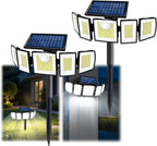 Solar Lights Outdoor Waterproof Motion Sensor - 416 LEDs 3000 Lumens Super Bright 3 Brightness Solar Flood Security Light for Outside - 2Pack（with Ground Plug）
