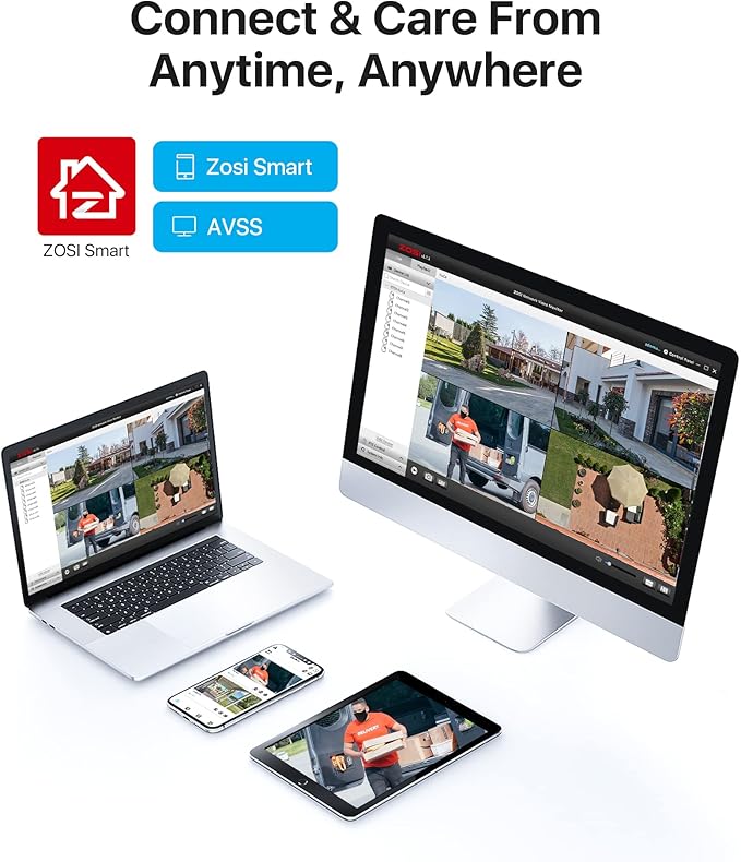 ZOSI 3K 5MP Lite H.265+ Home Security Camera System, 8 Channel Surveillance DVR with AI Human Vehicle Detection and 4 x 1080p Weatherproof CCTV Dome Camera Outdoor Indoor, 80ft Night Vision, 1TB HDD