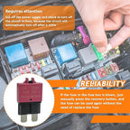 Manual Reset Circuit Breaker Fuse E39 Low Profile ATC/ATO 32V DC 5A 10A 15A 20A 25A 30A Type 3 car Mini Fuses Circuit Breakers（6 pcs Mixed）