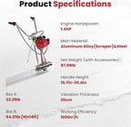 1.4HP Concrete Power Screed with 10ft & 14ft Aluminum Boards, Vibrating Screed Concrete Tool 8000RPM with Adjustable armrests and brackets for Construction