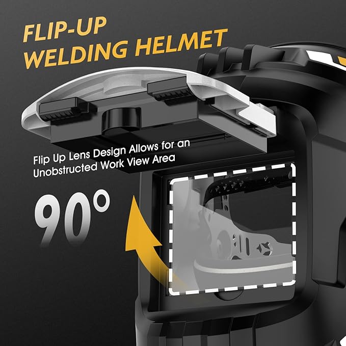 TOOLIOM Flip Front Welding Helmet Welding Mask with Flip Up Lens Welding Hood Shade-10 Black Welder Helmet for Stick MIG TIG