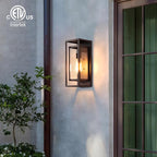 mirrea 14" Classic Outdoor Wall Sconce 1 Light in Rectangular Metal Frame and Clear Glass Shade Waterproof Porch Light Patio Light Pack of 2 (Oil Rubbed Bronze)