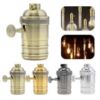 RTNLIT Antique Brass Lamp Socket, Vintage Edison E26/E27 Bulb Light Socket with On/Off Knob Switch(Bronze)