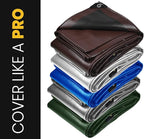 PROTARP Extra Heavy Duty 16 Mil Tarp Cover, Waterproof, UV Resistant, Rip and Tear Proof, Poly Tarpaulin with Reinforced Edges for Roof, Camping, Patio, Pool, Boat. (Brown/Black 12′ X 25′)