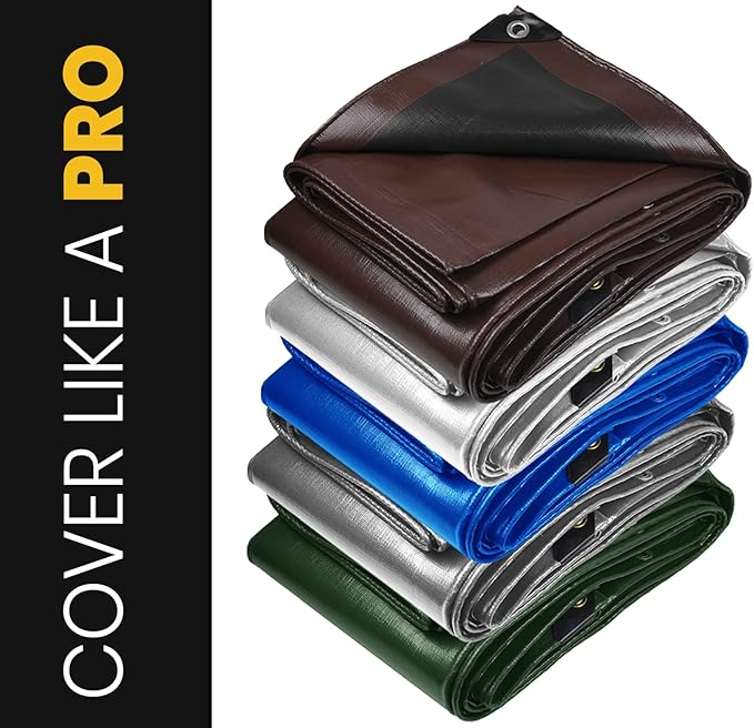 PROTARP Extra Heavy Duty 16 Mil Tarp Cover, Waterproof, UV Resistant, Rip and Tear Proof, Poly Tarpaulin with Reinforced Edges for Roof, Camping, Patio, Pool, Boat. (Blue 24′ X 36′)