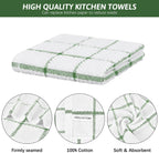 Nialnant 8 Pack Dish Cloths for Washing Dishes, 100% Cotton Reusable Cleaning Rag, Quick Drying Dish Towels for Kitchen,12x12 Inches,Green Plaid