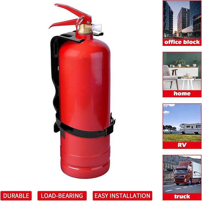 2 Pack Fire Extinguisher Brackets, 5 LB Fire Extinguisher Wall Mount Bracket, Metal Heavy Duty Fire Extinguishers Holder for Home, Car, RV, Truck, Mini Fire Extinguishers (Non-Universal)