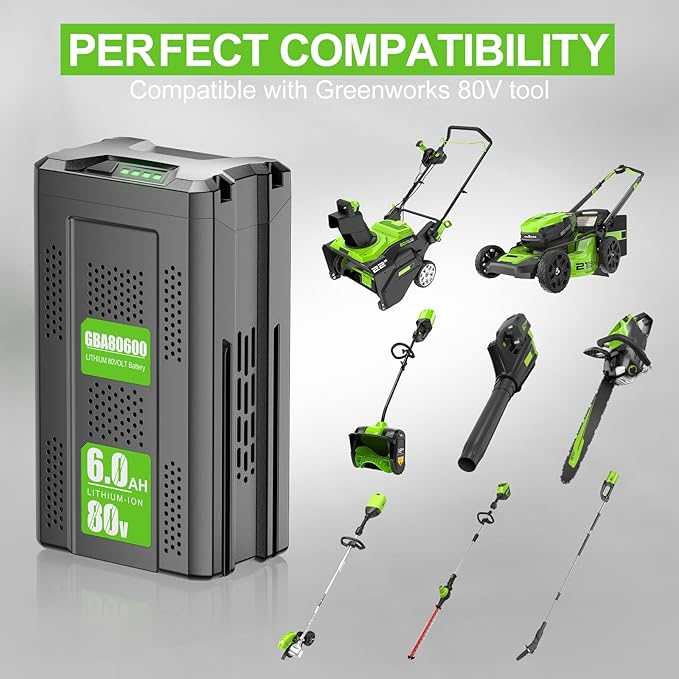 Upgraded 6000mAh GBA80200 Battery Replace for Greenworks PRO 80V, Lithium Ion GBA80200 GBA80300 GBA80400 GBA80500 GBA80250 Compatible with Greenworks 80V Max Power Tools Battery (Not for Kobalt)