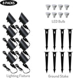 Doluck 4W LED Landscape Lights Low Voltage Landscape Lighting Spotlights GL101-BKLED8 AC/DC 12V Warm White Waterproof for Driveway,Yard, Lawn,Patio,Walls,Trees,Flags,Outdoor Light (Black, 8 Pack)
