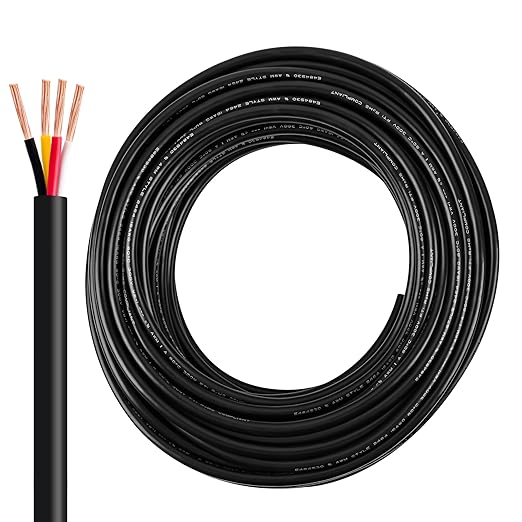 14 Gauge Wire 4 Conductor 14 AWG 4 Wire Oxygen-Free Copper PVC Stranded 26FT 14/4 Wire for LED Lighting Outdoor Low Voltage Extension Cable, Automotive etc (14AWG-4C, 26FT)
