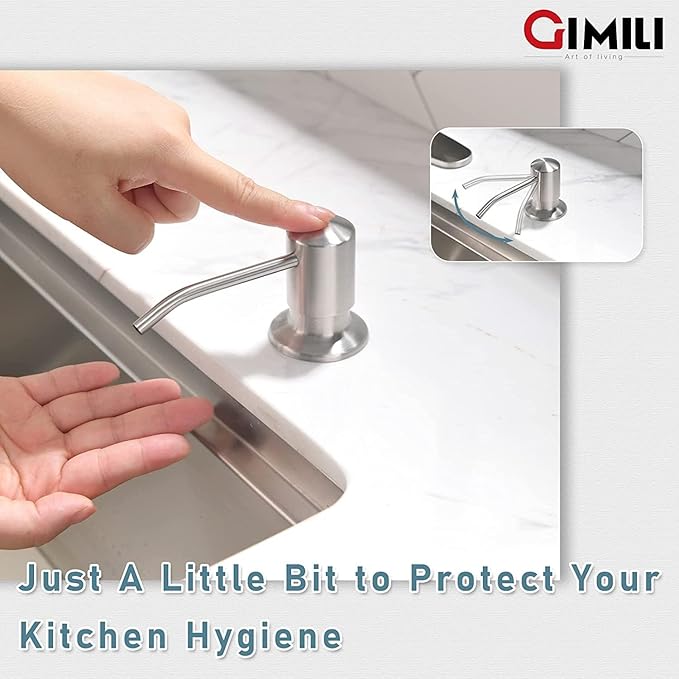 GIMILI Kitchen Faucet with Soap Dispenser, Commercial Single Handle Spring Brushed Nickel Pull Out Kitchen Sink Faucets with Pull Down Sprayer