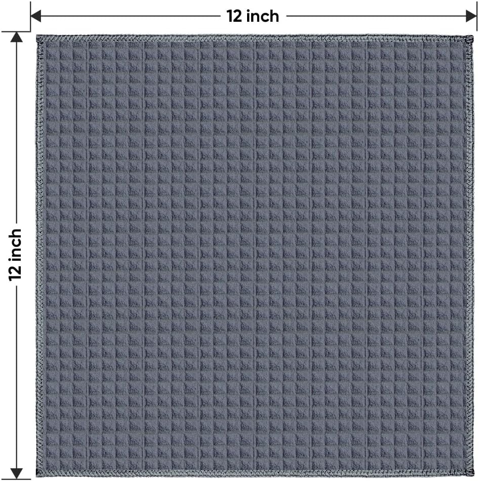 HOMEXCEL Waffle Weave Microfiber Cleaning Cloth, 6 Pack Highly Absorbent Cleaning Rag for Household, Reusable Kitchen Towels, Scratch-Free Barista Towels, 12 x 12 Inches, Grey