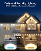 ASAHOM AI Permanent Outdoor Lights S107E, 300FT with 216 RGBCW LED Lights and Dual Output, 30,000 Lighting Effect Combination, IP67 Waterproof for House Halloween Christmas and Daily Decoration, Black