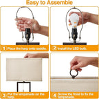 Luvkczc Bedside Lamps Set of 2, 24'' Tall Table Lamps for Night Stands with USB C+A Ports, 3000K LED Bulbs - Modern Desk Lamp for Bedroom, Living Room, Office, Beige Lampshade