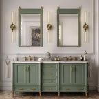 Brass Wall Sconces Set of 2, Double Lights 30" Knurled Texture Indoor Wall Light Fixtures, Bathroom Vanity Light Fixtures with Clear Glass, Modern Wall Lamp for Living Room Hallway(Bulb Included)