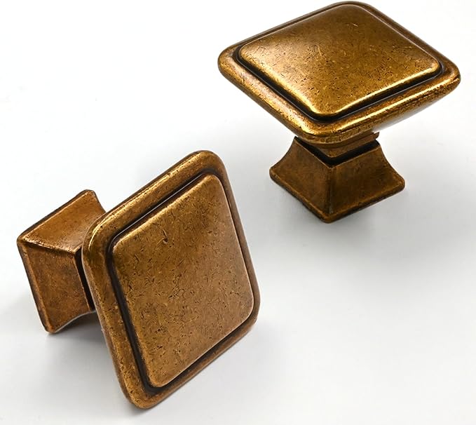 10 Pack Vintage Antique Brass Kitchen Cabinet Knobs Single Hole Cabinet Handles Hardware Drawer Pulls Knobs for Cupboard