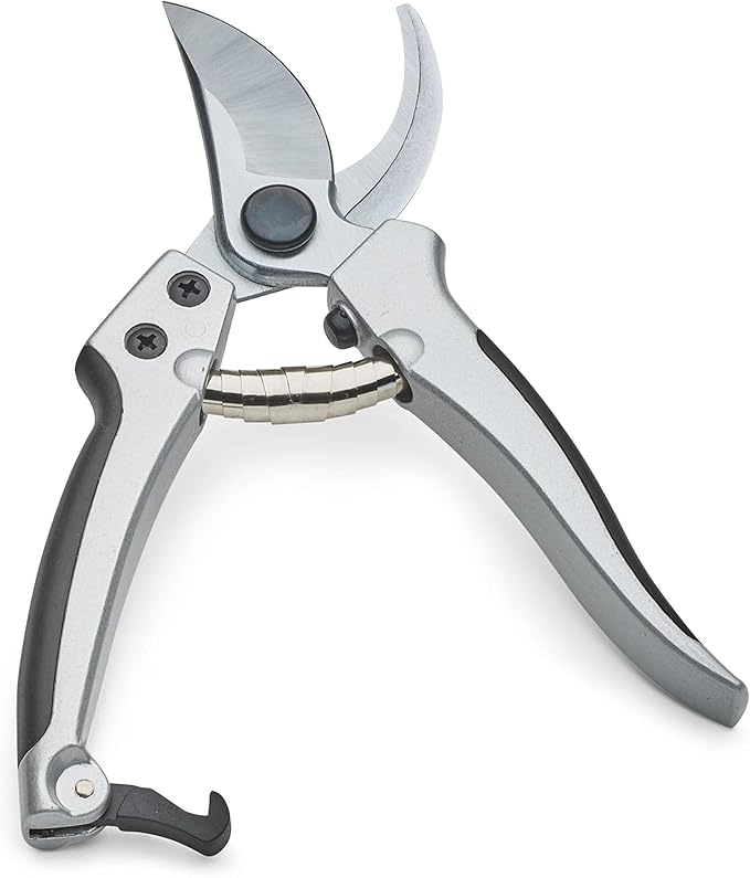 Kings County Tools 8" Steel Bypass Pruner | Spring-Loaded Snap Catch | Cast Aluminum with Rubber Surface Grips | Works Best with Green Branches and Material