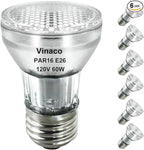 Vinaco PAR16 Halogen Bulb 60 Watt, 6 Pack High Output 480LM Flood, Warm White 2800K, Dimmable with E26 Base, Long Neck for Ceiling Light