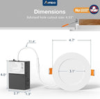 Amico 36 Pack 4 Inch 5CCT Ultra-Thin LED Recessed Ceiling Light with Plastic Junction Box, 2700K/3000K/3500K/4000K/5000K Selectable,800LM, Dimmable Canless Wafer Downlight, 10W, ETL&FCC