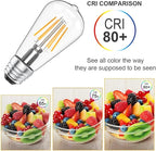 Ralbay ST48 Vintage LED Edison Bulbs 60 Watt Equivalent 6-Pack, Bright Natural White Light 4500K, E26 Antique LED Filament Bulbs, E26 Medium Base
