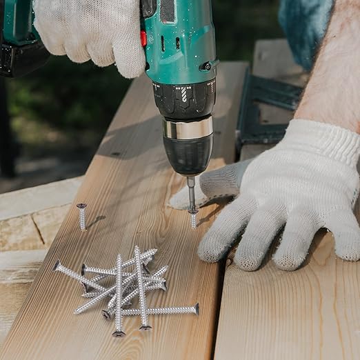 Brown Head 100 PCS #6X1-1/2(1.5 inch) Stainless Steel Phillips Flat Head Wood Screws,Stainless Steel 18-8 A2(304) Screw,Home Screw Kit by QISHENG