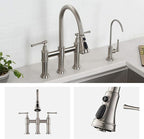 KRAUS Allyn Transitional Bridge Kitchen Faucet with Pull-Down Sprayhead in Spot Free Stainless Steel, KPF-3121SFS