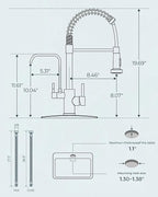 FORIOUS Kitchen Faucet with Purfied Water Filter, 2 in 1 Commercial Stainless Steel Pull Down Sink Faucet and Drinking Water Faucet 2 Handle for Pot Filler Kitchen Sink Farmhouse Bar, Brushed Nickel