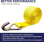 6 Pack 2" x15' Ratchet Strap Tie Down 5000LB J Hook