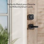 ULTRALOQ Passage Lever Door Handle, Reversible Black Front Door Handle No Lock for Interior or Exterior Door, Closet, Hallway, Adjustable Latch Backset, IP65 Waterproof, Matte Black