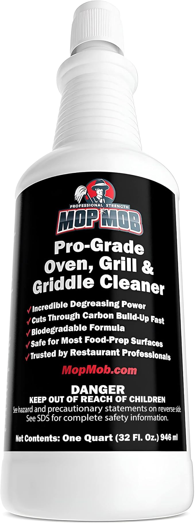 Commercial Grill and Oven Cleaner 32Oz Concentrate 1pk. Heavy-Duty Fast-Acting Degreaser Solution Removes Carbon, Grime, Burnt Food and Oil for Griddles Fryer Baskets and Kitchen Cooking Surfaces.