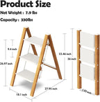 Taranta 3 Step Ladder,Aluminum Lightweight Folding 3 Step Stool with Anti-Slip Wide Pedal,330lbs Capacity Step Ladder for Household,Kitchen,Office - White Woodgrain