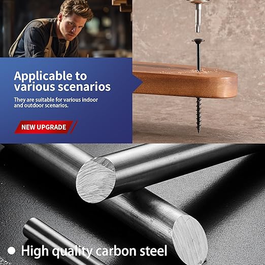 #14 x 4 Inch Lag Screws (70Pcs) 2lb. Structural Wood Screw, Black, Carbon Steel, Washer Head, Rust Resistant epoxy Coated, T30 Star Bit