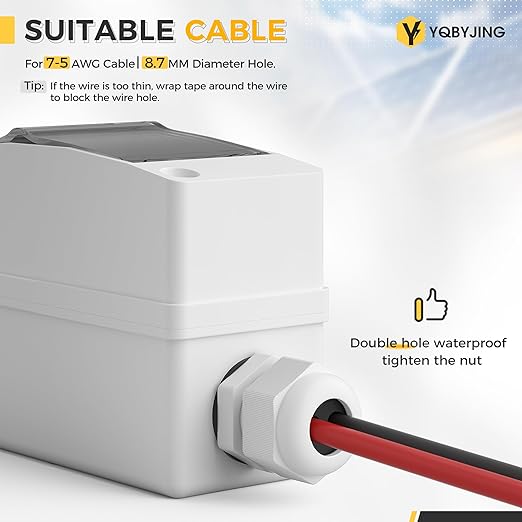 Solar Panel Disconnect Switch 25Amp DC AC Miniature Circuit Breaker 500V 2 Poles with PV Connector and IP65 Waterproof UV-Proof Box for Outdoor Solar PV Homes Battery