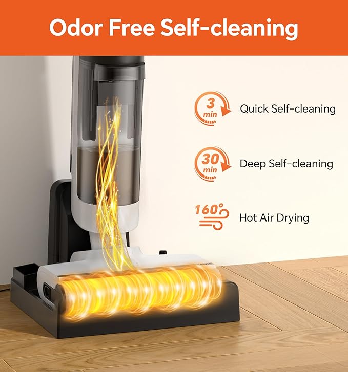 IMAGIC M3 Wet Dry Vacuum Cleaner, Cordless Vacuum Mop All in One for Hard Floors, Lightweight Floor Cleaner for Sticky Messes with Edge Cleaning, Self-Cleaning and Hot Air Drying, White