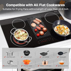 ThermoMate 36 Inch Electric Cooktop 5 Burners, 36" Built in Radiant Electric Stove Top, 8500W Ceramic Cooktop with Touch Control, 9 Heating Level, Chlid Lock & Timer, 220-240V Hard Wire ETL Listed