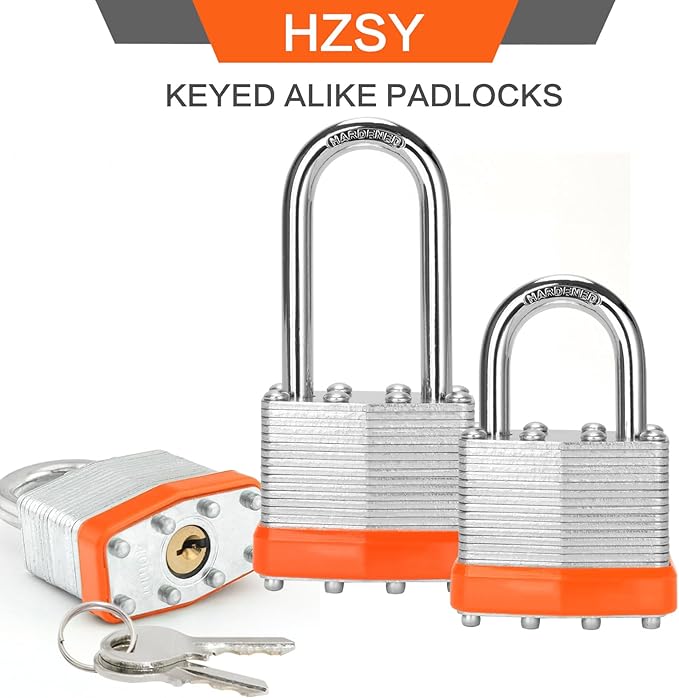 Padlocks Keyed Alike, Pack of 48, Laminated Steel Keyed Lock (1-9/16", 40mm), Padlocks with Same Key, Normal Shackle, for Toolbox, Locker & StorageUnit or More