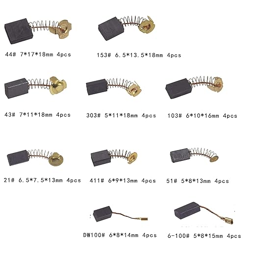 40Pcs Electric Motor Carbon Brushes 10 Different Sizes for Replacement Repair Power Tool Part