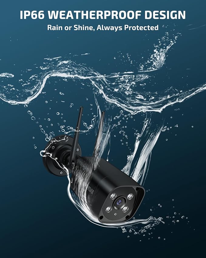 《Dual Antennas & 130°Wide Angle》Wireless Security Camera System Outdoor, Wireless Cameras for Home Security with Expandable 16CH 4K NVR, Surveillance Video Systems DVR Kits