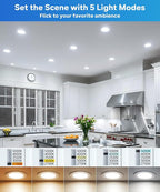 LVWIT 12 Pack Recessed Lighting 6 Inch with Junction Box, Ultra-Thin Dimmable 1200LM 2700K-5000K Wafer Downlight, Canless Smooth Trim LED Ceiling Light with ETL,FCC&IC