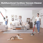 Vacuum Cleaners for Home - Cordless Stick Vacuum Cleaner, Lightweight High Power Vac for Pet Hair Carpet Hardwood Floor, Handheld Portable Wireless Rechargeable Battery Household Vac,Red