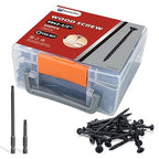 Deck Screws 2 1/2 inch, 500 Pcs Wood Screws #9 x 2-1/2", Rust Resistant, Construction Fence Exterior Screws, Torx Head Drive, 2 Pcs T25 Star Bits Included, Black