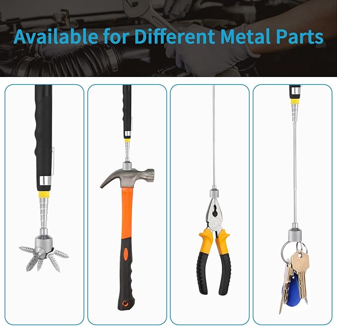 1 Piece 10LBs Telescoping Magnetic Pickup Tool, Magnet Stick Rod Extendable 7" to 30.5" for Men, Birthday, Father's Day, Christmas Gift