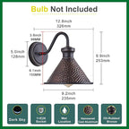 Gooseneck Outdoor Wall Sconce 1-Light E26 Socket Farmhouse Wall Mount Porch & Patio Lights,9.3Inch Width Casting Aluminum Shade,Oil Rubbed Bronze,Easily Installed in Outdoor and Indoor.