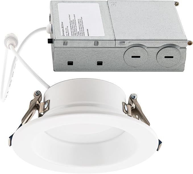 Builder Essential 5in 1,050 Lumens Round LED Recessed Light and Housing for Remodel or New Construction with Regressed Trim 3-Power Modes 8W-10W-12W, 5-CCT 2700-3000-3500-4000-5000K in White IC-Rated
