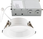 Builder Essential 5in 1,050 Lumens Round LED Recessed Light and Housing for Remodel or New Construction Regressed Trim 3-Power Modes 8W-10W-12W, 5-CCT 2700-3000-3500-4000-5000K in White (Pack of 12)