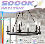 E12 Candelabra Bulb, 5000K Daylight, 6W Equivalent to 60 watt, E12 LED Bulb Non-Dimmable, Chandelier Light Bulbs, B10 Candle Light Bulbs, 90+CRI, 600LM, Cear Glass, 12 Pack