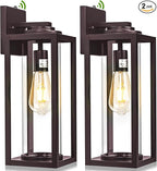 Dusk to Dawn Outdoor Wall Light Fixtures - 2 Packs Exterior Waterproof Outdoor Lighting, Modern Porch Sconces Wall Mounted Lighting, Industrial Anti-Rust Matte Outside Lantern for Front Door