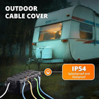 QUOBAS 2 Pack Outdoor Waterproof Electrical Box with 6 Cable Ports, IP54 Weatherproof Heavy-Duty Extension Cord Cover for Power Strips, Garden Power Tools, Holiday Lights, Gray