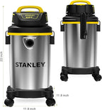 STANLEY Wet Dry Vacuum 4 Gallon, 4 Peak HP Shop Vacuum Portable Stainless Steel Multifunction for Job Site, Garage, Basement, Workshop